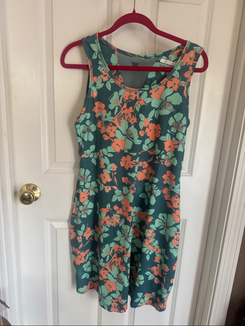 LuLaRoe Teal Floral Dress with Coral and Mint Flowers
